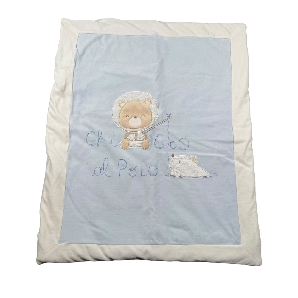 Chicco Baby Play Mat Cover Blue Bear Mouse Snap Closure Soft Padded Infant WP834